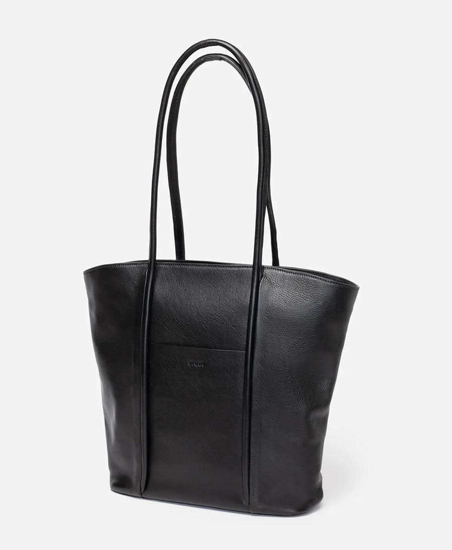 Tasche mit Reissverschluss Zip Cord Tote aus Leder - Schwarz