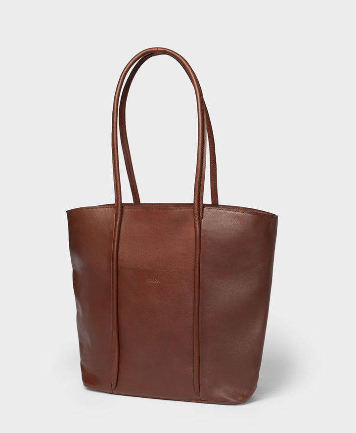 Tasche mit Reissverschluss Zip Cord Tote aus Leder - Dunkelbraun