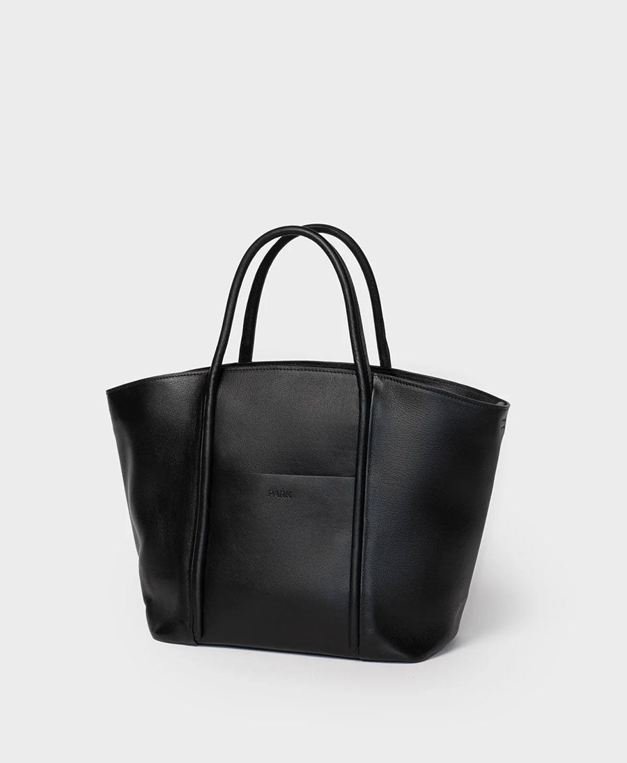 Umhängetasche mit Reissverschluss Zip Cord Tote aus Leder - Schwarz