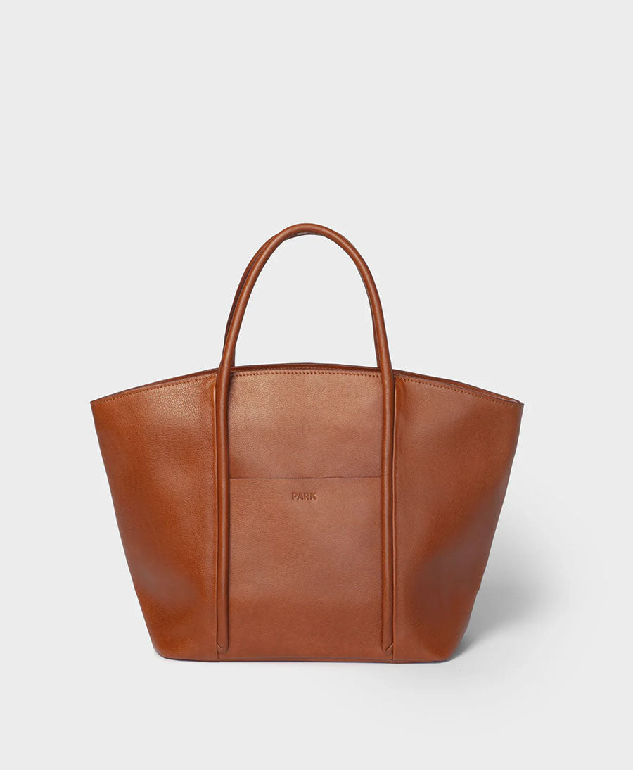 Umhängetasche mit Reissverschluss Zip Cord Tote aus Leder - Braun