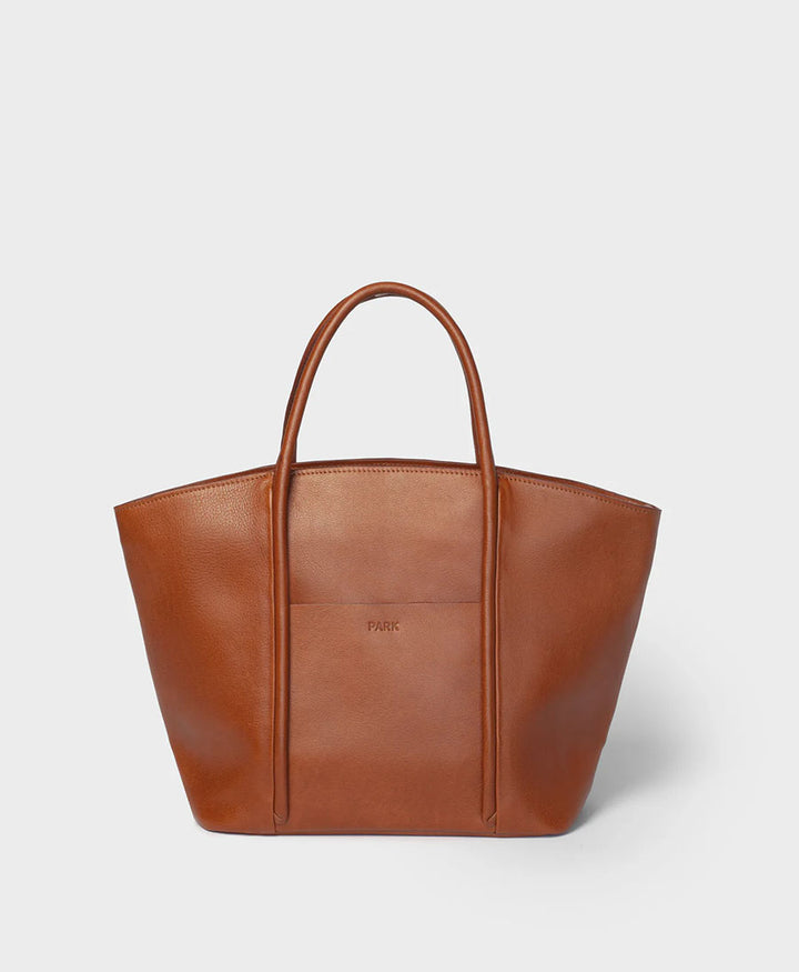 Umhängetasche mit Reissverschluss Zip Cord Tote aus Leder - Braun