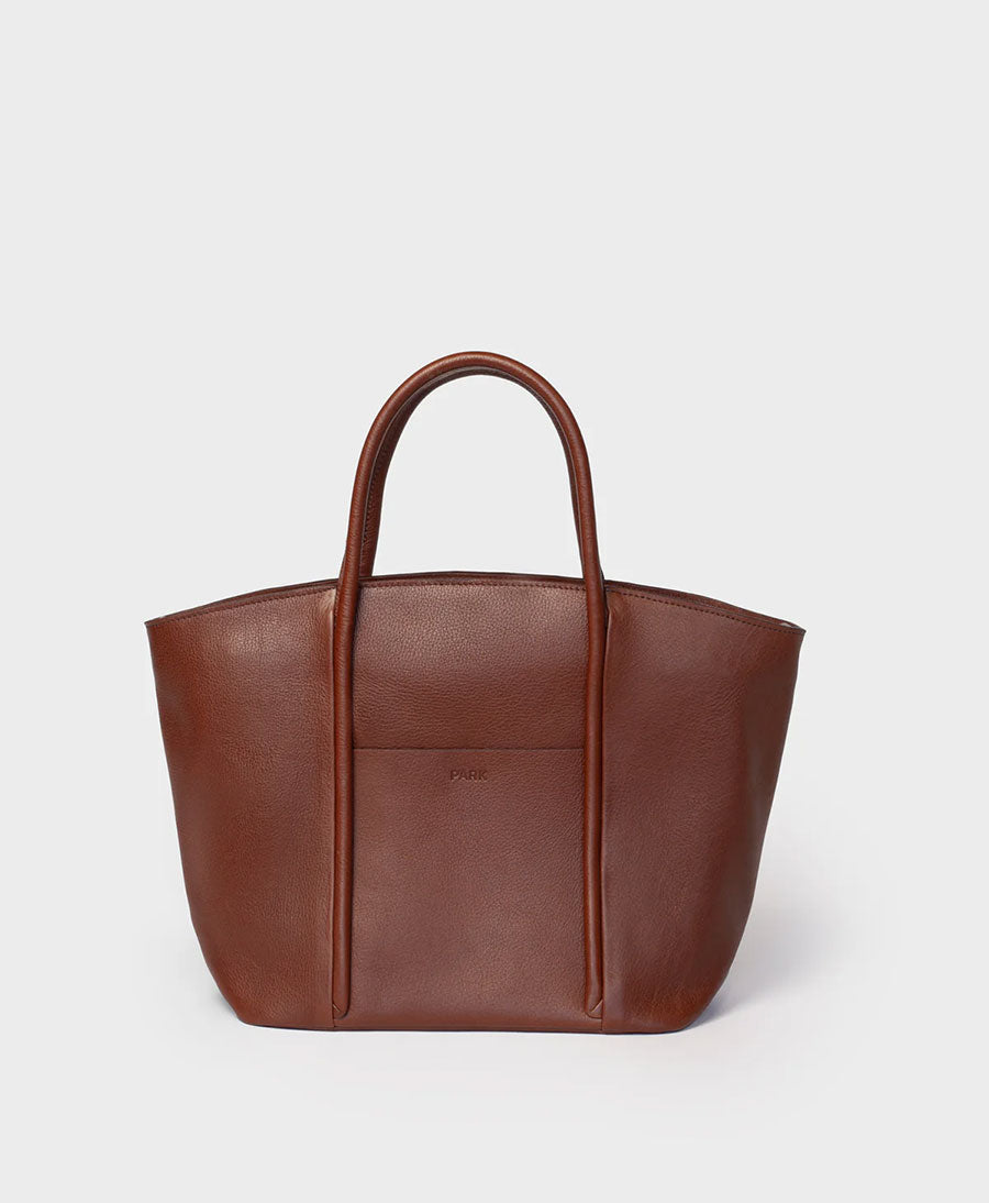 Umhängetasche mit Reissverschluss Zip Cord Tote aus Leder - Dunkelbraun