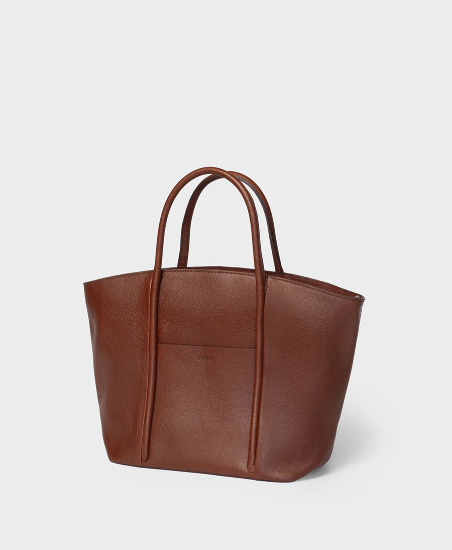Umhängetasche mit Reissverschluss Zip Cord Tote aus Leder - Dunkelbraun