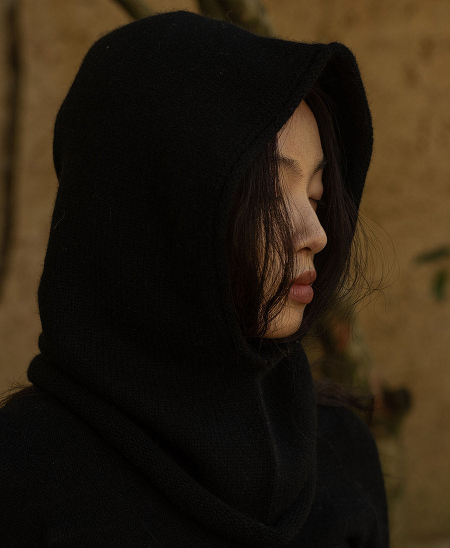 Kapuzenschal / Balaclava aus Kaschmir - Schwarz