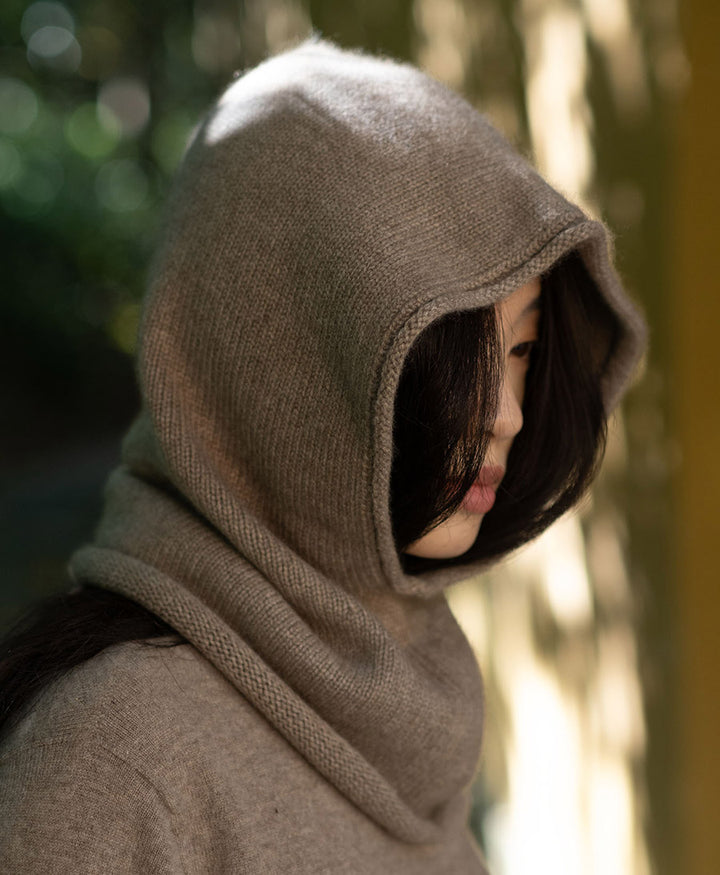 Kapuzenschal / Balaclava aus Kaschmir - Taupe