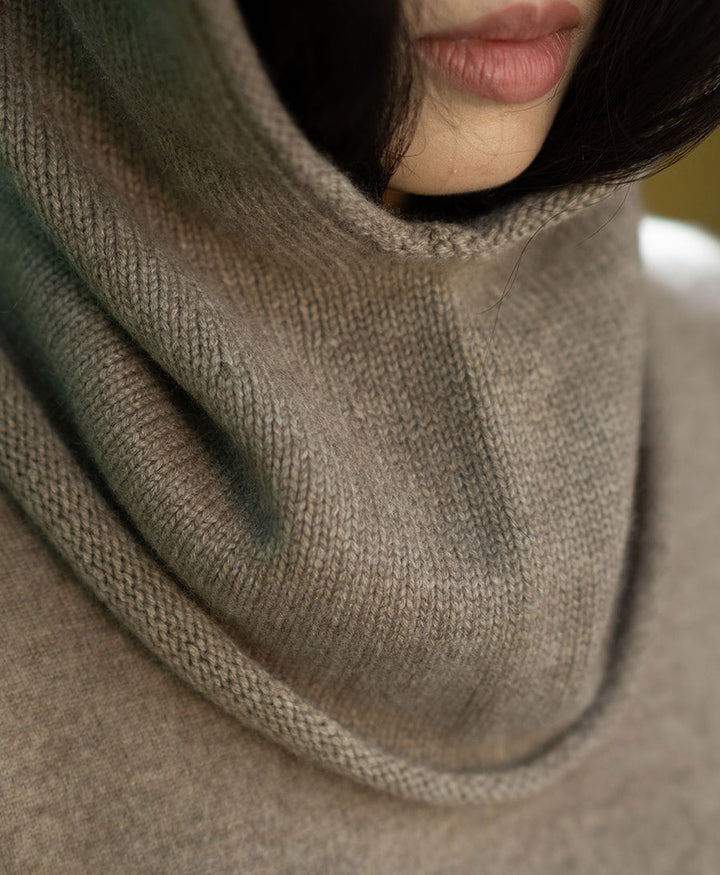 Kapuzenschal / Balaclava aus Kaschmir - Taupe