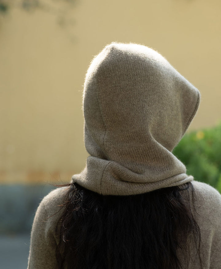 Kapuzenschal / Balaclava aus Kaschmir - Taupe