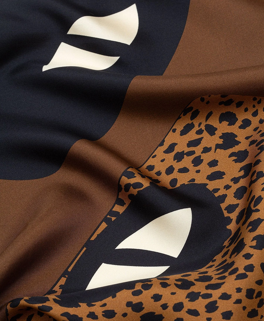 Seiden-Foulard "Eclipse Animal Silk Scarf" - Ebano