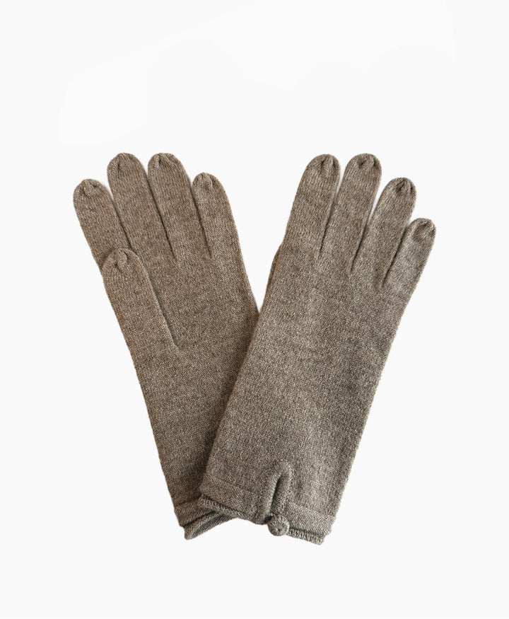 Handschuhe aus Kaschmir mit Knopf - Taupe