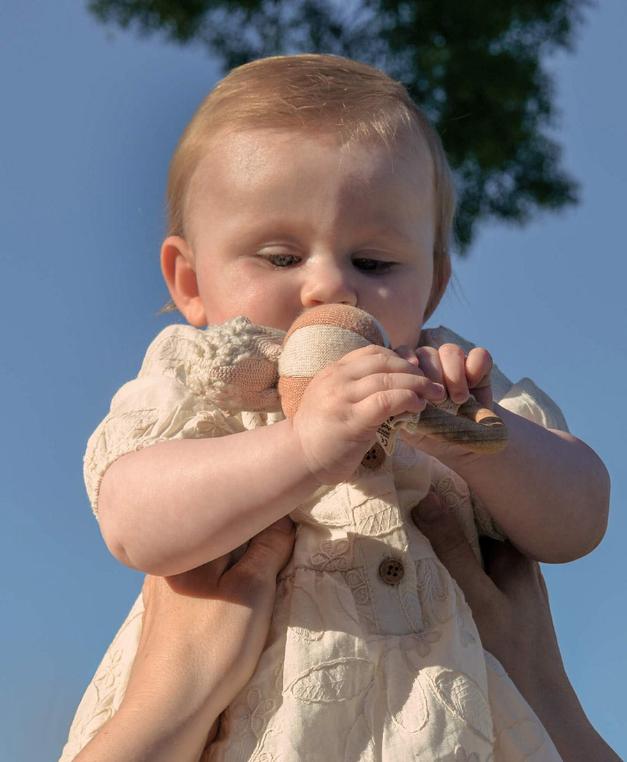 Babyrassel mit Holzring - Henny der Igel - Rose
