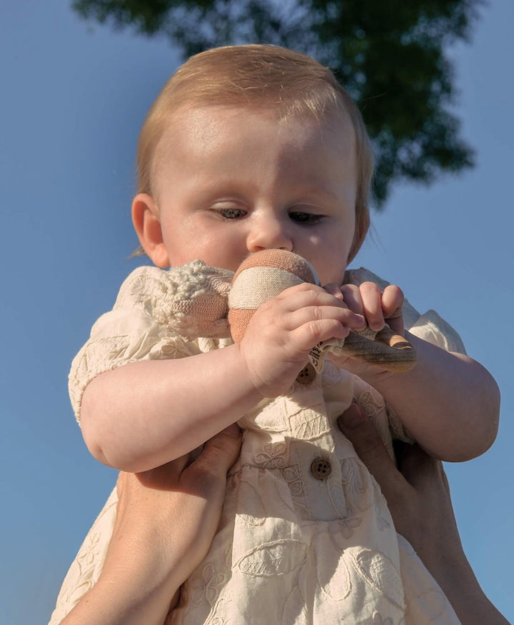 Babyrassel mit Holzring - Henny der Igel - Rose