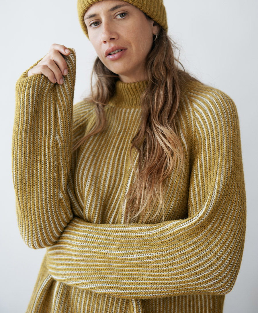 Strickpullover Brooke Sweater - Moss Green - Ecru