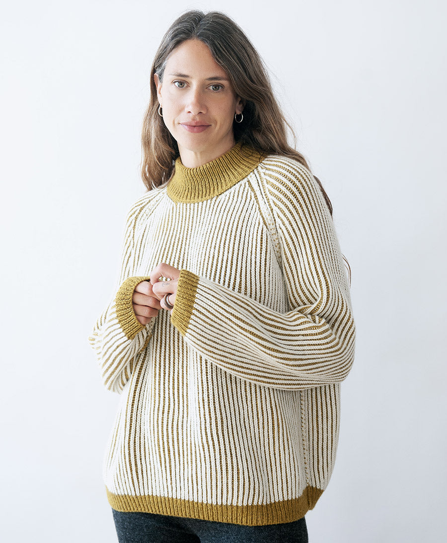 Strickpullover Brooke Sweater - Moss Green - Ecru