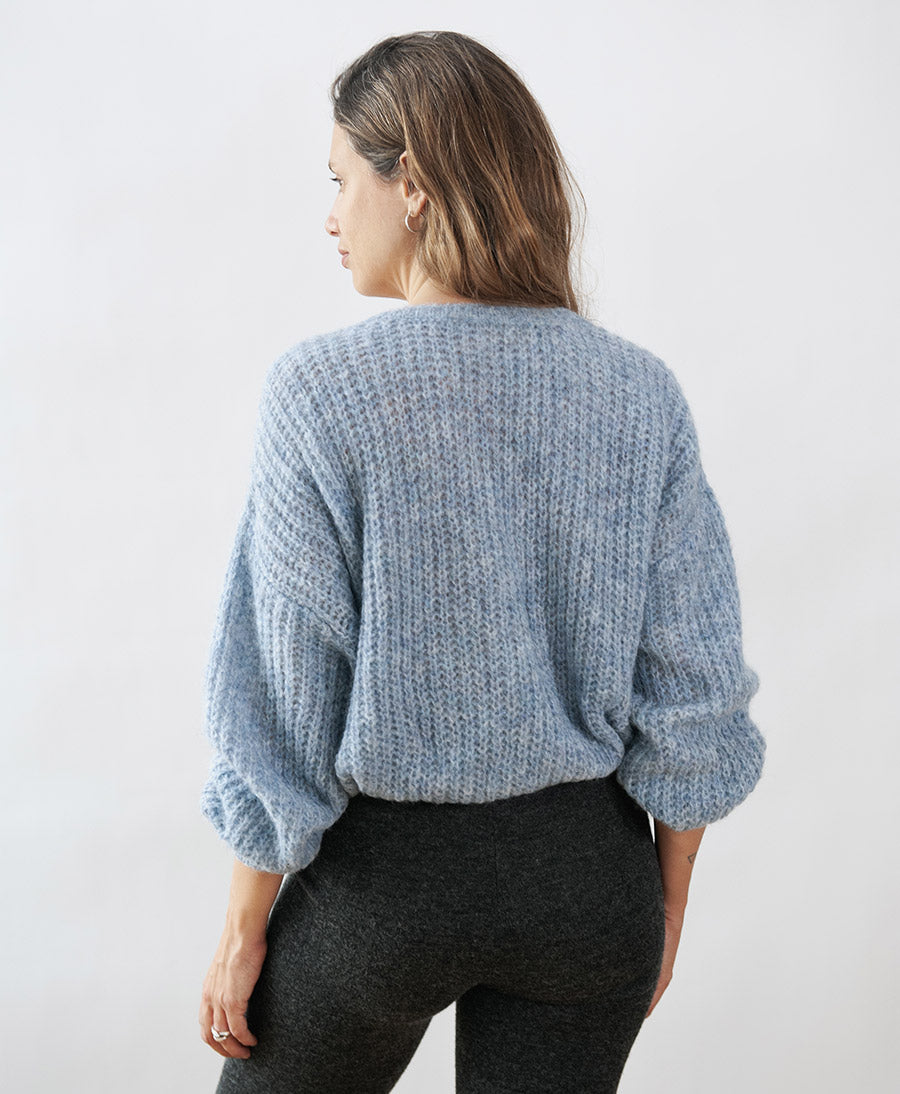 Leichter Strick-Wickelcardigan VEGA - Hellblau