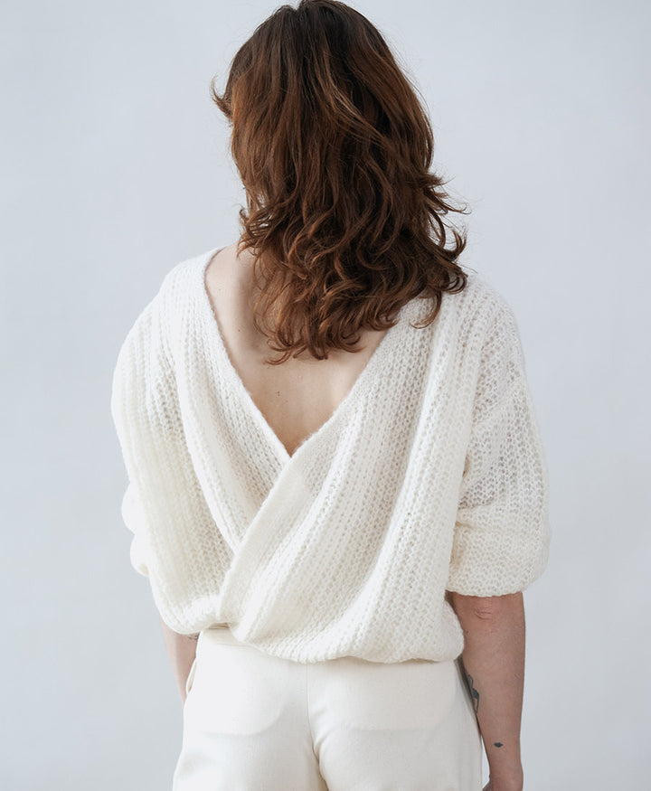 Leichter Strick-Wickelcardigan VEGA - Ivory