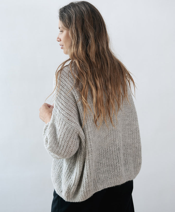 Leichter Strick-Wickelcardigan VEGA - Undyed Hellgrau