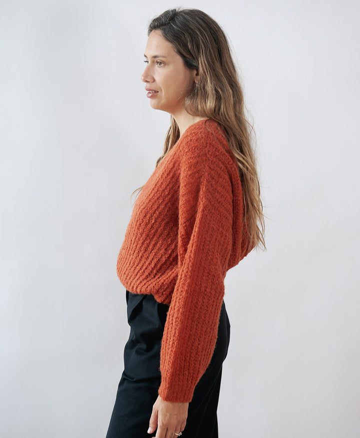 Leichter Strick-Wickelcardigan VEGA - Ochre