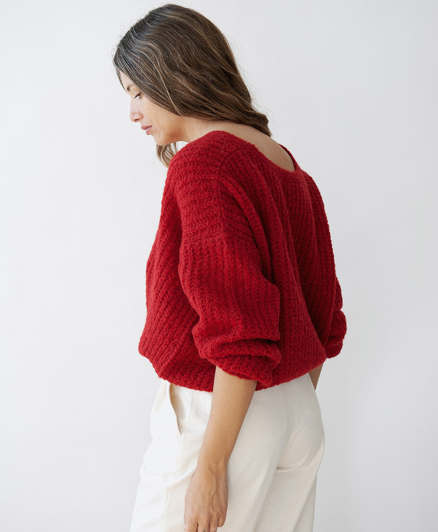 Leichter Strick-Wickelcardigan VEGA - Pomegranate