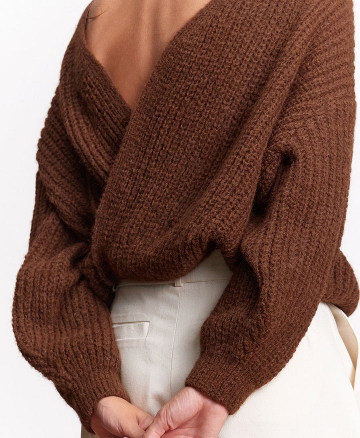 Leichter Strick-Wickelcardigan VEGA - Braun