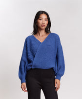 Strick-Wickelcardigan Vega Jungle Folk in Cobalt