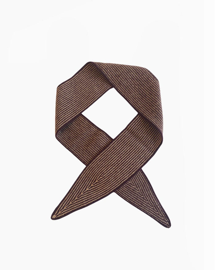 Kleiner Gestrickter Schal / Foulard aus Kaschmir - Dunkelrot / Beige gestreift - Oats & Rice - clomes