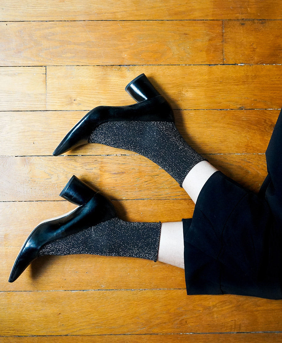 Glitzer Socken Lyocell - Schwarz