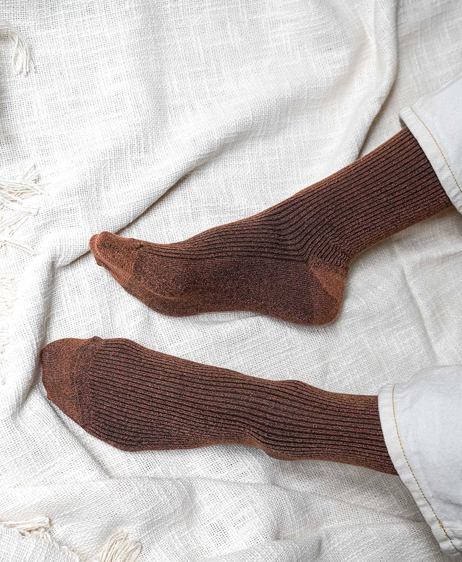 Glitzer Socken Lyocell - Braun
