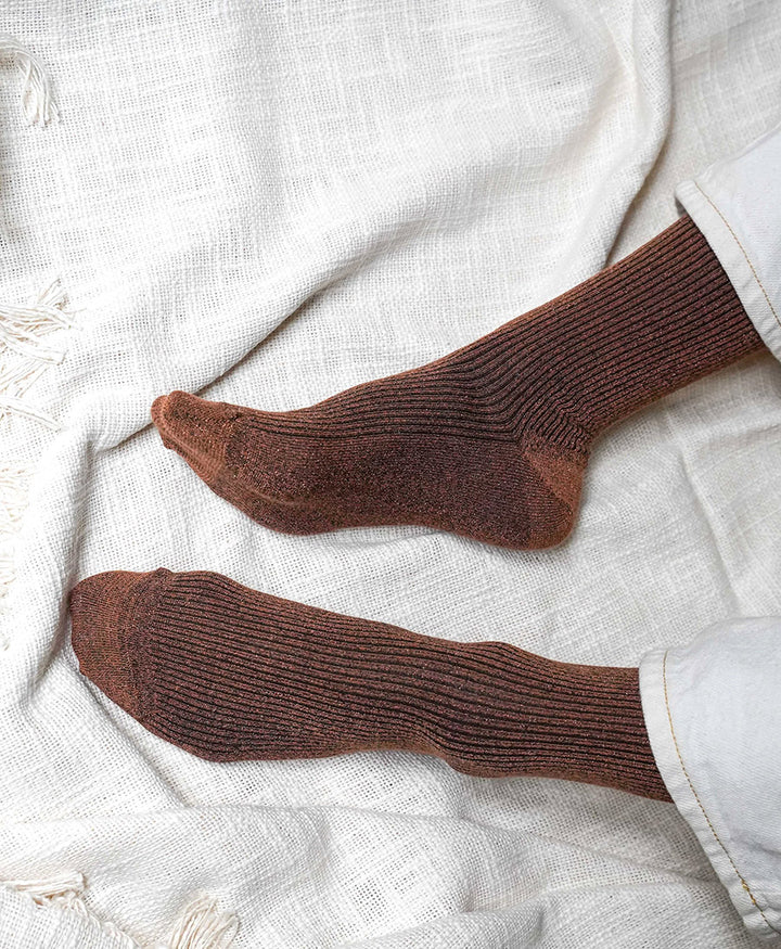 Glitzer Socken Lyocell - Braun