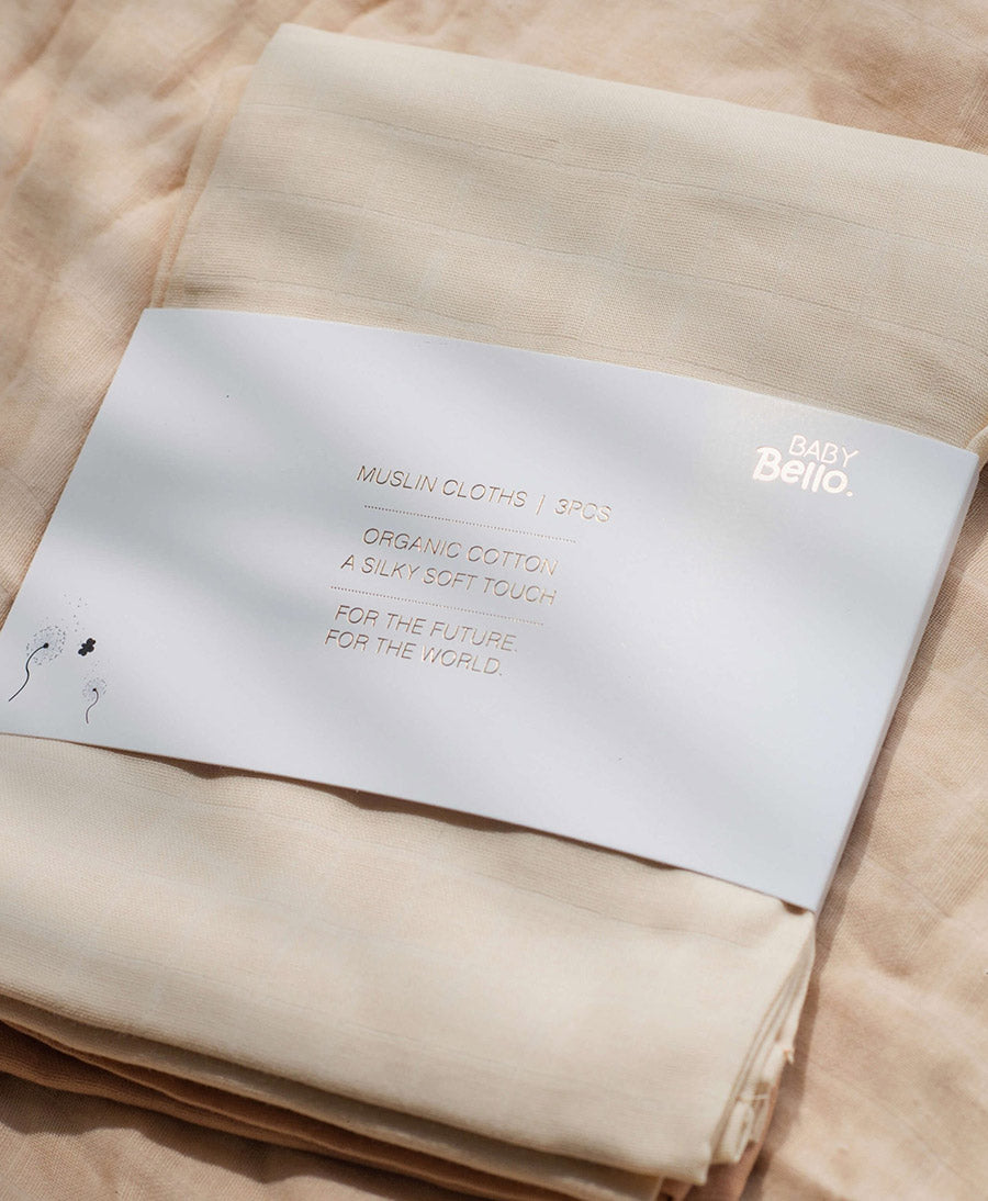 Mullwindeln Musselin (3er Set) aus Bio-Baumwolle - Apricot Pastell