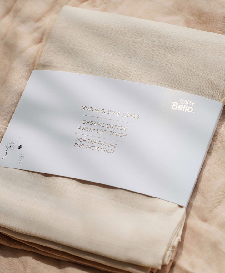 Mullwindeln Musselin (3er Set) aus Bio-Baumwolle - Apricot Pastell