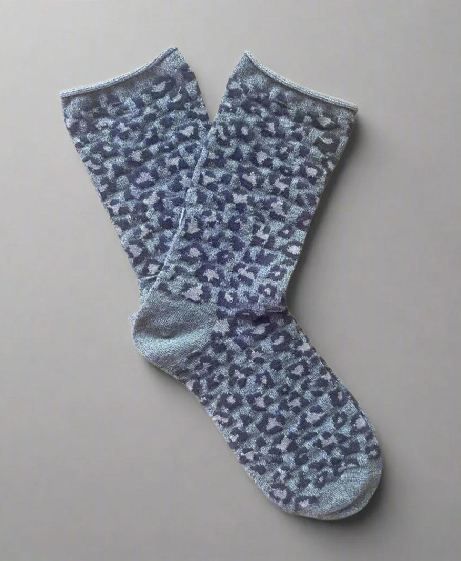 Glitzer Socken Lyocell - Leopard Grau