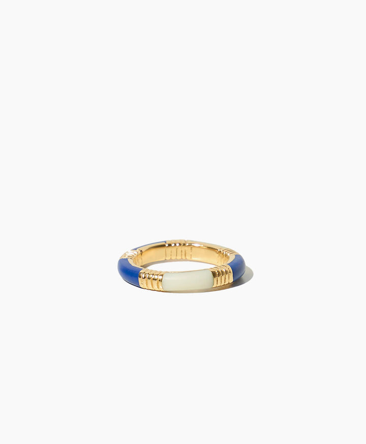 Fingerring - Ivy - Blau / Creme