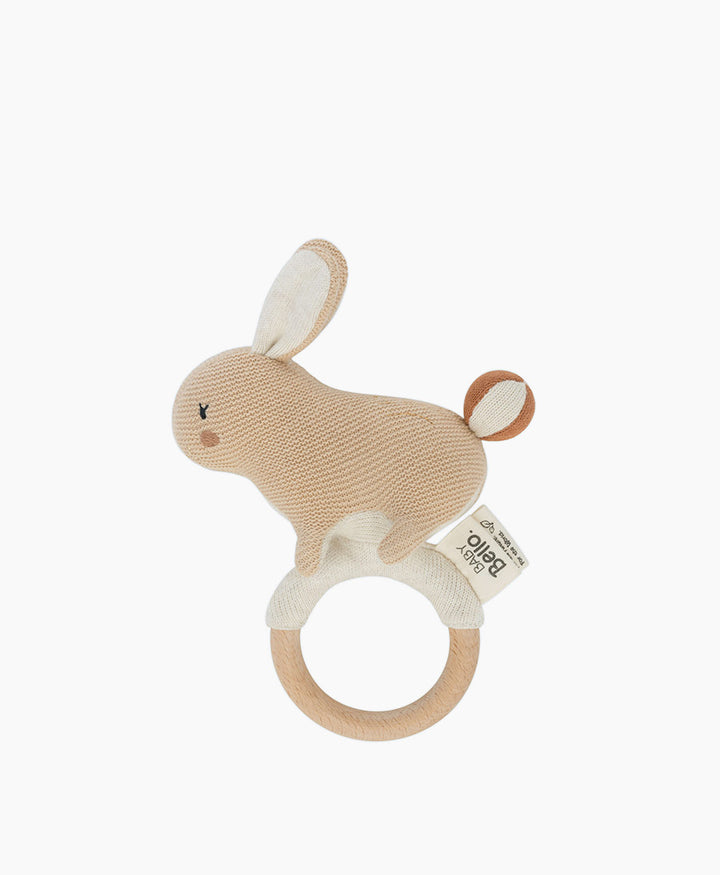 Babyrassel mit Holzring - Rosy der Hase