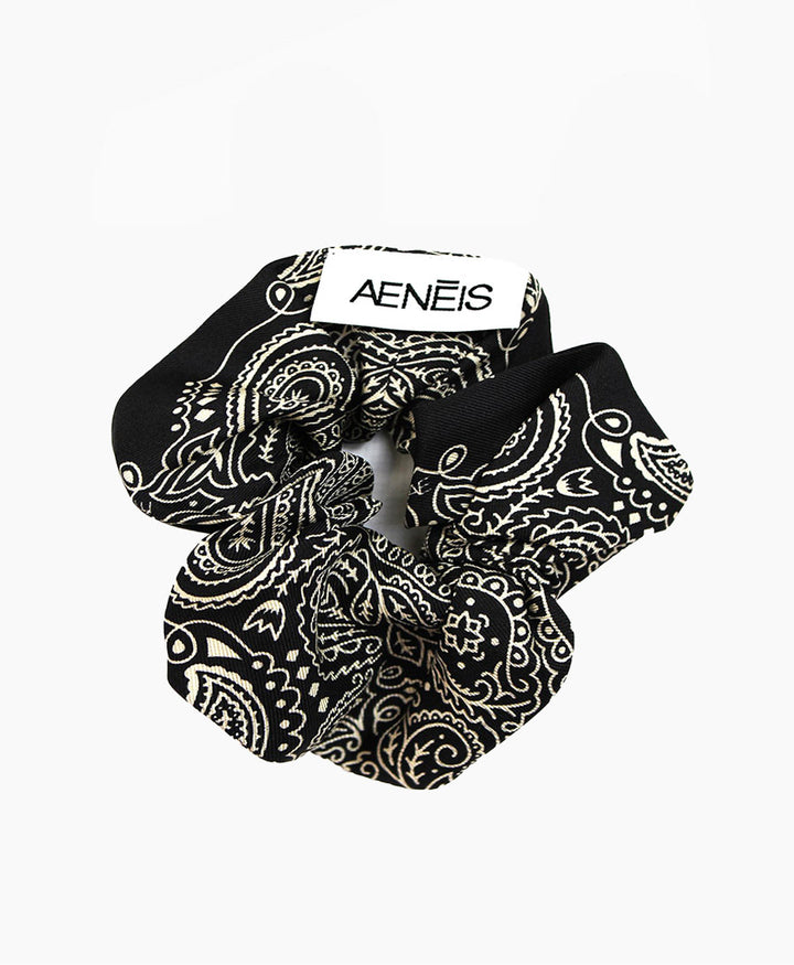 Scrunchie aus Seide "Minimal Bandana Silk Scrunchie" - Black