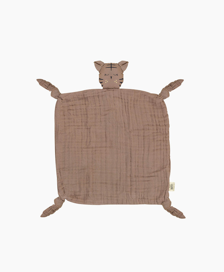Schnuffeltuch aus Bio-Baumwolle - Toby der Tiger - Taupe