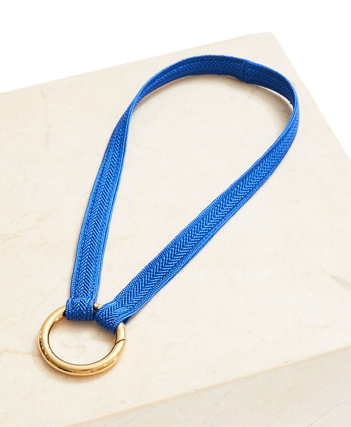 Kurzes Schlüsselband "Zahra Mini" mit vergoldetem Karabiner - Royal Blue