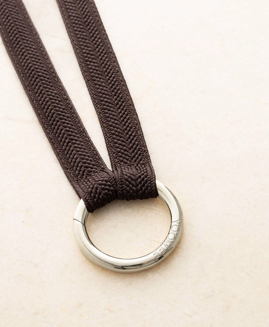 Schlüsselband silbriger Karabiner - Mocca