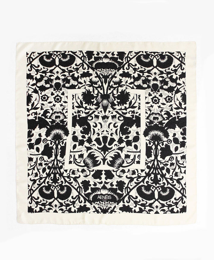 Grosses Seiden-Foulard "Mur Floral Silk Scarf" - Black