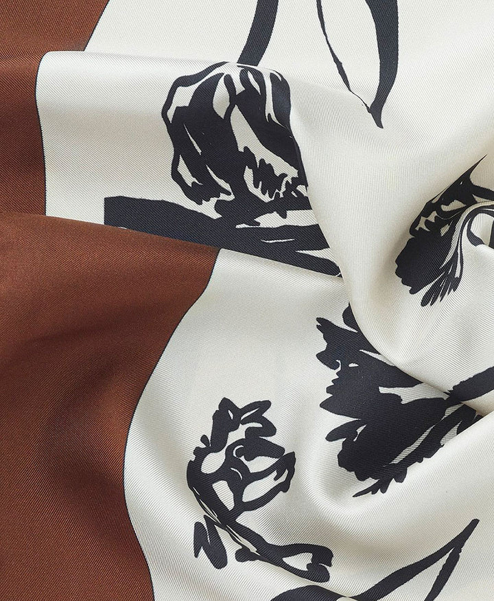 Seiden-Foulard "Nostalgia Flower Silk Scarf" - Brown