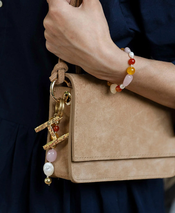 Schlüsselanhänger / Taschenanhänger aus Steinen JAMILA - Sunrise