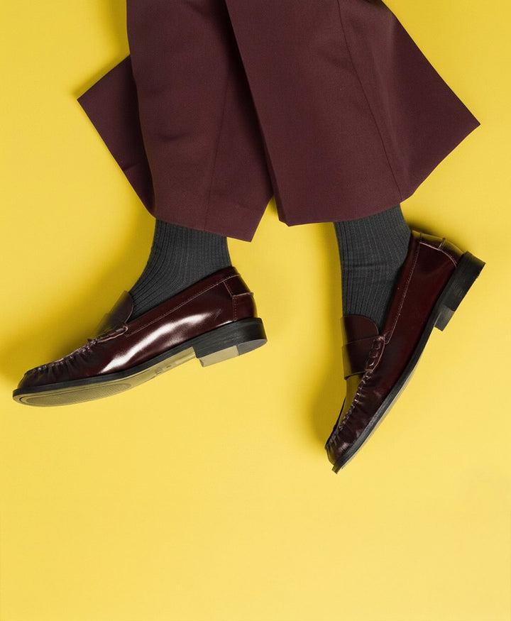 Socken Bio-Baumwolle - Feine Streifen - Anthrazit