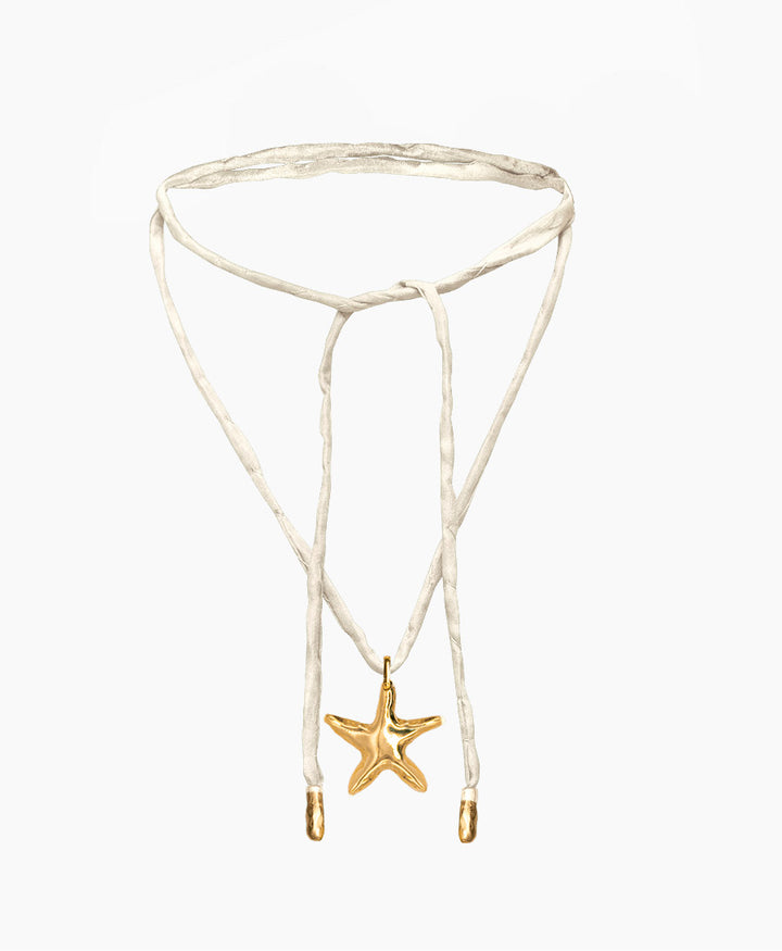 Halskette aus Seide (Ivory) mit Anhänger - Asterina