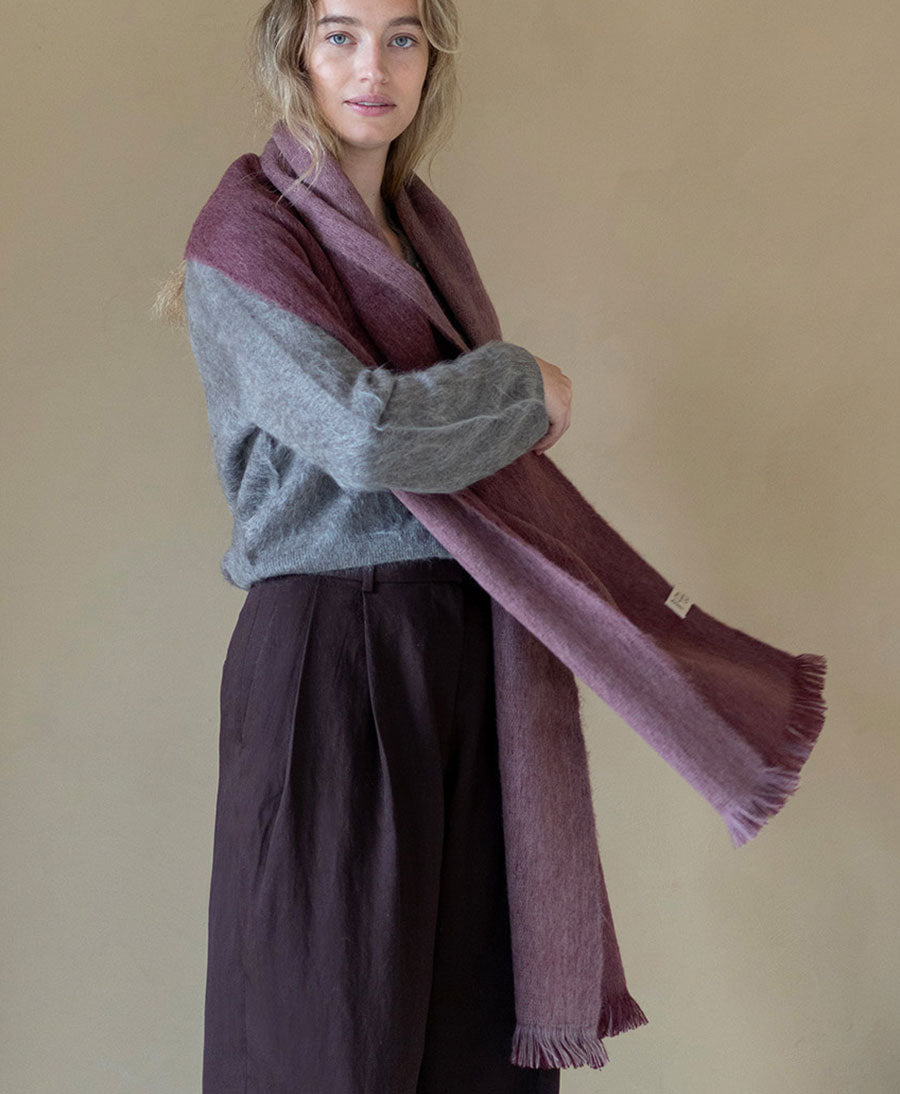 Halstuch Alpaka Schal Slim Doble - Aubergine Haze