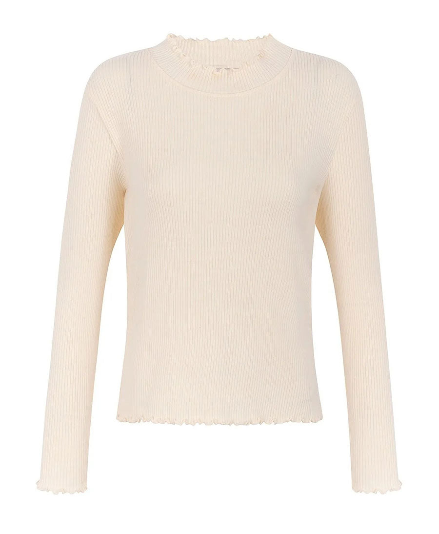 Langarmshirt mit kurzem Rollkragen Ava - Pearl