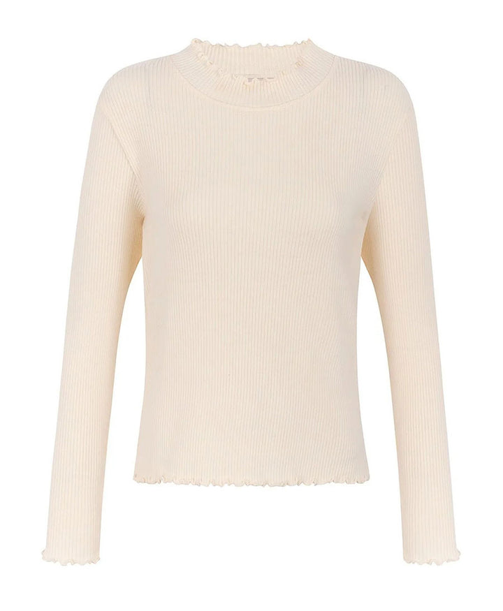 Langarmshirt mit kurzem Rollkragen Ava - Pearl