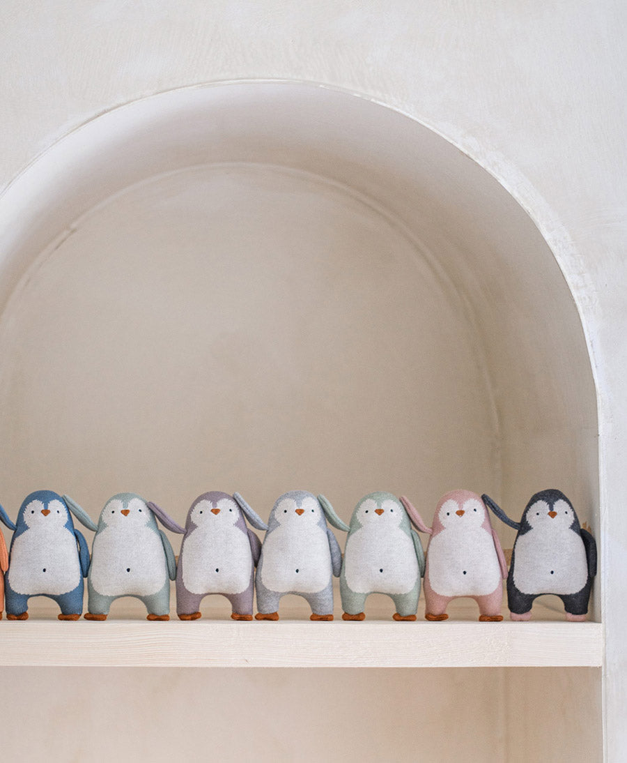 Babyrassel Pinguin - Creme, Hellgrau, Orange