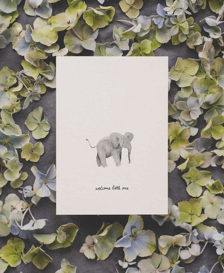 Postkarte "Baby Elefant - welcome little one"