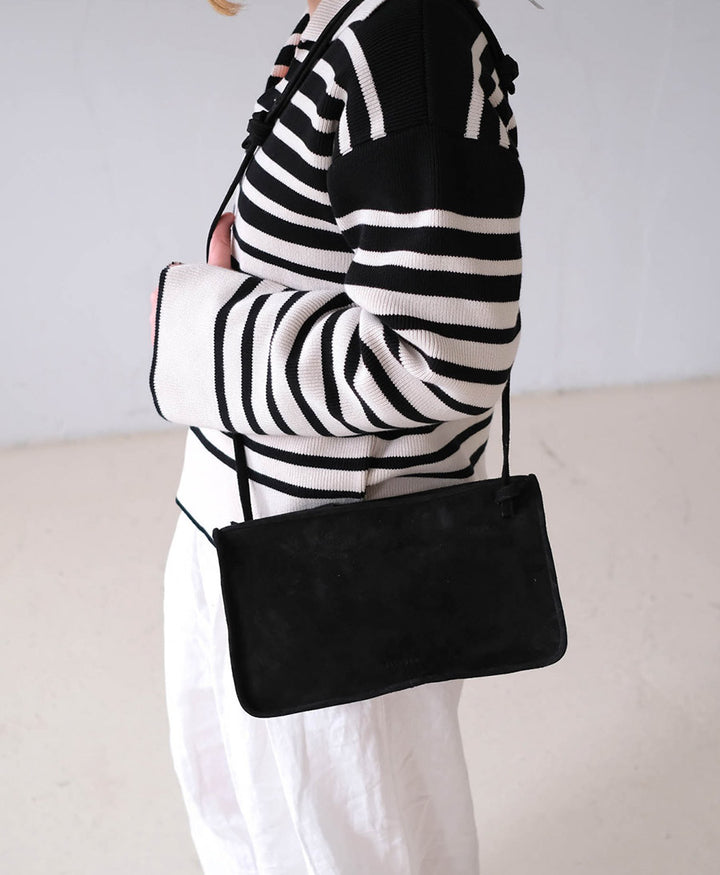 Umhängetasche aus Leder "Suzanne M" - Velvet - Schwarz