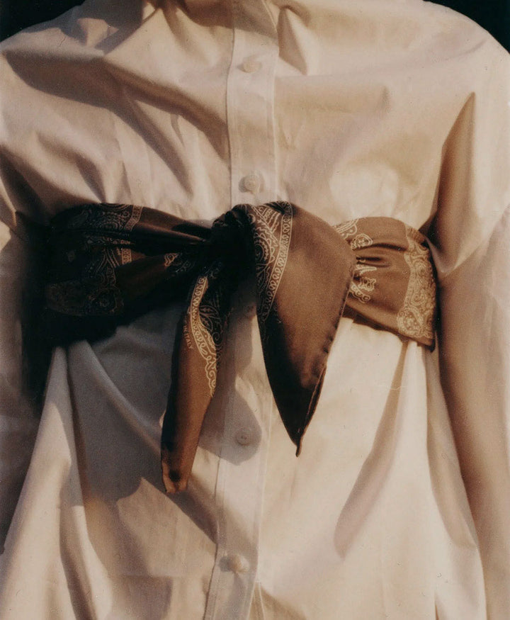 Seiden-Foulard "Minimal Bandana Silk Scarf" - Moka