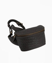Bauchtasche Leder The Woven Remy Mandrn in Schwarz